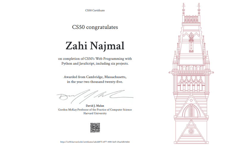 Harvard CS50AI certificate for Introduction to Artificial Intelligence with Python taught by Brian Yu completed on August 21 2025
