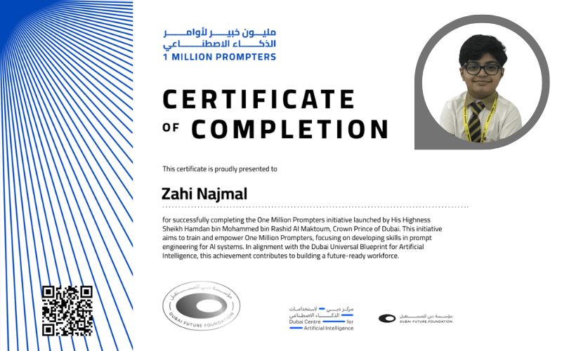 Zahi Najmal Certificate of completion for the 1 Million Prompters AI and prompt engineering course